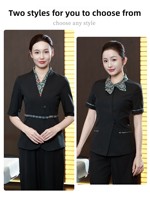 Uniforme d'hôtesse de table pour femmes Ling Restaurant, nouvelle collection été, style chinois, respirant, légèrement élastique, en soie gaufrée, pour directrices d'hôtel