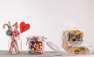 Boîte en acrylique translucide colorée sur mesure avec 2 couvercles, support pour bonbons et desserts, décoration murale, table, maison de poupée, conteneur de rangement - Product Image 2