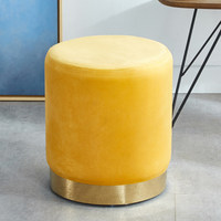 Tabouret en métal et tissu doré clair, style INS, pour salon, usage domestique, petit pouf, chaise basse tendance pour changer de chaussures ou se maquiller