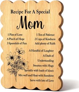 Planche à découper festonnée en bambou, planches à charcuterie décoratives avec recette imprimée, poème floral pour femmes, présentoir de cuisine - Product Image 1