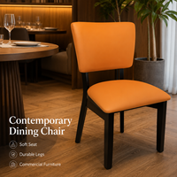 Chaise de salle à manger orange moderne, assise souple, pieds durables, usage commercial, hôtel, restaurant, maison