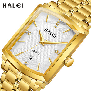 Envío Directo, Reloj de Cuarzo Rectangular HALEI para Hombre, Correa de Acero Inoxidable, Esfera con Diamantes, Indicador de Escala, Movimiento Japonés, Venta al por Mayor - Product Image 3