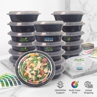 Couvercles personnalisés imprimés pour barquettes à soupe en PP noir de qualité alimentaire 8, 12, 16, 24 oz, jetables, écologiques, compatibles micro-ondes, réfrigérables, pour camping et plats à emporter