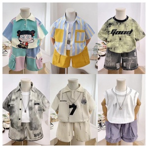 Pantalones cortos de manga corta para niños de 3 a 12 años, ropa de bebé de estilo playero de dos piezas, venta al por mayor, ropa para niños de otoño e invierno - Product Image 3