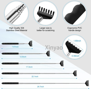 Custom Logo Long Handle Simple Metal &amp; Rubber Telescoping Extendable <strong>Back</strong> <strong>Scratcher</strong> Relieve Itching Tool Home Use - Product Image 3
