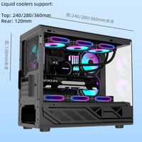Boîtier PC mi-tour avec support d'armoire PC en verre trempé 360 refroidisseur d'eau étuis d'ordinateur de jeu rvb boîtier boîtier PC