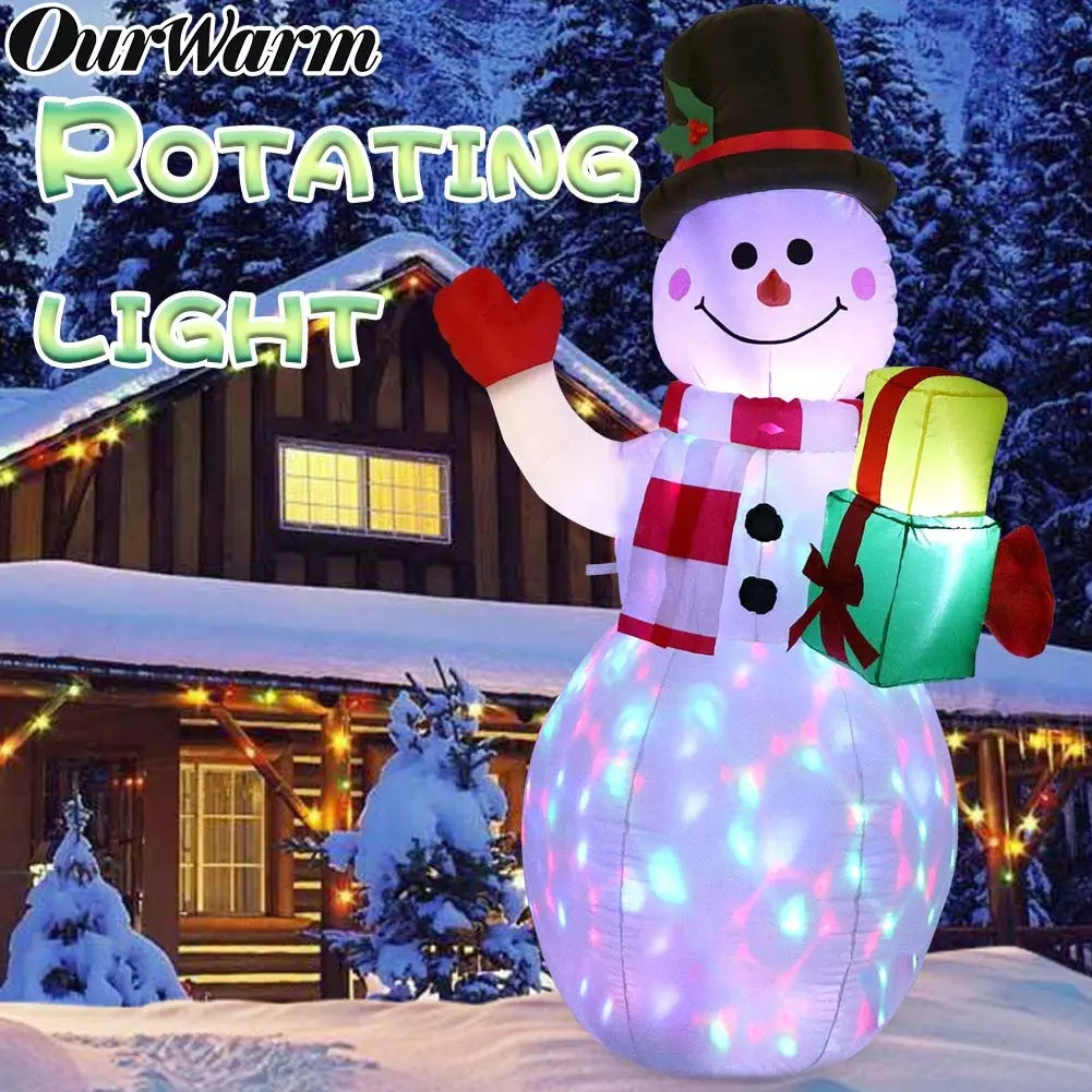 Наружное украшение Ourwarm, оптовая продажа, 5 футов, светодиодная подсветка, Рождественский надувной снеговик
