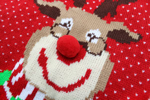 크리스마스 엘크 플러스 사이즈 니트 애완 동물 스웨터 아크릴 열 축제 휴일 복장 도매 사용자 정의 - Product Image 3