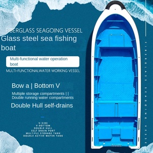 Lancha rápida de pesca en el mar de doble capa, autodrenaje, 4-8 metros de longitud, gasolina, logotipo personalizado, <span class=keywords><strong>barco</strong></span> de fibra de vidrio - Product Image 2