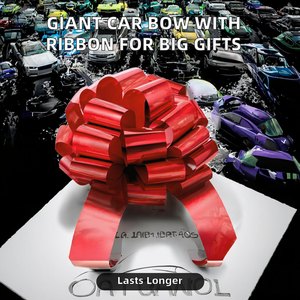 Custom Curlie <b>Bow</b> Satin <b>Red</b> Luster Woven Gift Ribbon Decorative <b>Bow</b> for Car or Present Wrapping - Product Image 2