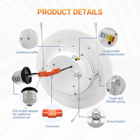 Plafonnier LED moderne WOOJONG en fer, 4, 5 et 6 pouces, pour salon, 5CCT RA90 12W 15W, certifié ETL