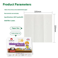 Essuie-tout de cuisine 225x225mm 200 feuilles en pâte de bois vierge 40GSM absorbants jetables pour restaurant et hôtel
