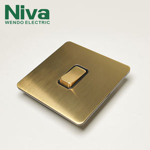 NIVA Retro Edelstahl Wand schalter UK Standard Gold Retro Vintage Metall 1 Gang 2-Wege-Lichtschalter und Steckdosen - Product Image 3