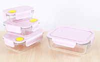 Bol à salade en verre avec couvercle en PP sans BPA, compatible micro-ondes, pour la conservation des aliments frais, boîte à lunch, ensemble de 4 pièces, récipients de stockage alimentaire hermétiques