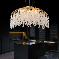 Lustre carré moderne en cristal Hullxine avec suspension de taille moyenne pour salon, lampe LED suspendue