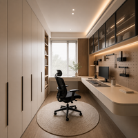 Meuble de rangement de bureau moderne en bois grainé, gain de place, avec bureau intégré et bibliothèque pour bureau à domicile, salon, écologique