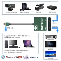 Tarjeta de captura de vídeo 4K HDMI a USB 3,0, dispositivo grabador de juegos en directo, bucle HDMI, Compatible con Windows, Linux, OBS, OS X