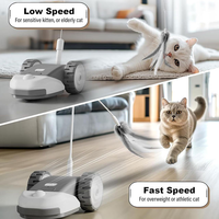 Mainan Kucing Interaktif Penghilang Kebosanan 3 in 1 Fungsional 2 Kecepatan USB Rechargeable Hanging Feather Teaser Automatic Moving Mouse