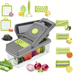 Topverkoper Keukenaccessoires Voedselsnijder Vegetarische Ui Chopper Mandoline Slicer Multifunctionele Groentesnijder 12 In 1 Handleiding