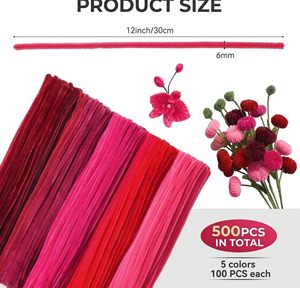 Festival Red Pipe Cleaners for Every Celebration-Christmas Valentine's <b>Crafting</b> <b>Kit</b> with 6mm Pieces - Product Image 5