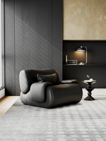 Italienischer High-End Echtleder-Einzelsessel, Designer-Luxus-Akzentsessel, Schwarzer Premium-Luxus-Armsessel