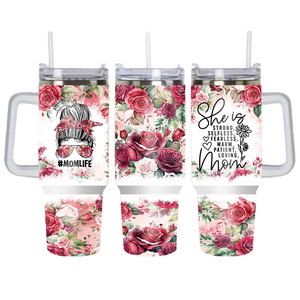 Nouvelle <span class=keywords><strong>Tasse</strong></span> <span class=keywords><strong>Cadeau</strong></span> Personnalisée Fête <span class=keywords><strong>des</strong></span> Mères 2026 – Gobelet Isotherme en Acier Inoxydable à Double Paroi de 40 oz avec Poignée et Paille - Product Image 3