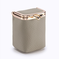 Pochette à rouge à lèvres en cuir véritable prête à être expédiée, petite trousse de maquillage à fermeture à pression, sac de rangement portable pour rouge à lèvres pour femmes, cadeau
