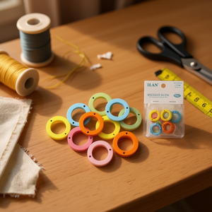 Accessorio circolare in legno ILAN da 23 mm, 10 pezzi, per cucito e artigianato - Product Image 2