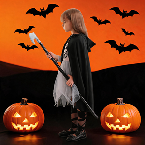 <span class=keywords><strong>Costume</strong></span> da Scheletro <span class=keywords><strong>Strega</strong></span> per Bambini, Set Vestito Spaventoso da <span class=keywords><strong>Bambina</strong></span> con Mantello per Feste a Tema - Product Image 3