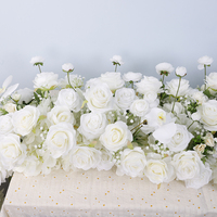 Maßanfertigung Hochzeits-Heimdekoration Weiße Rosen Seidenblumen-Girlande Tischblumen-Läufer für Hochzeiten