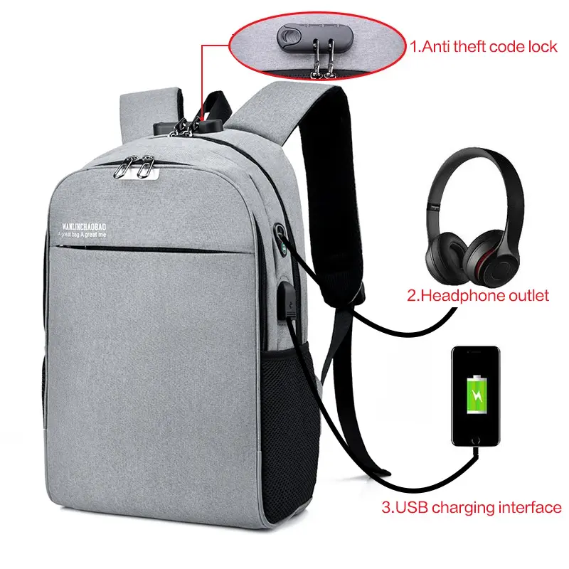 Business Oxford Herren und Damen Anti-Diebstahl-Reise rucksack Benutzer definierte USB wasserdichte Rucksack Laptop tasche