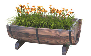 Jardinière de jardin en bois haute stabilité jardinière en forme de demi-cercle avec jambe pour serrure - Product Image 3