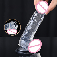 Masturbador Femenino de Bajo Precio, Productos Sexuales, Consolador Realista de Gel Suave, Consolador de Cristal para Mujeres con Fuerte Ventosa, Juguetes Sexuales