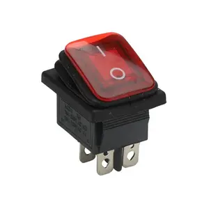 Interruptor basculante KCD2-201N-2, 16A, 250V, 20A, 125V, 4 pines, 2 posiciones de encendido y apagado, resistente al agua, LED rojo