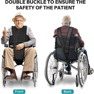 Ceinture de sécurité pour fauteuil roulant, gilet de retenue réglable en tissu Oxford pour personnes âgées et handicapées, noir - Product Image 5