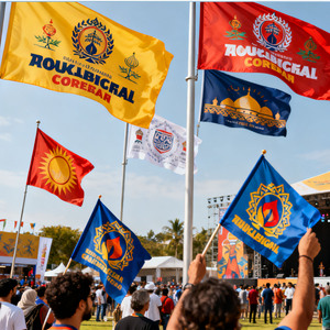 Customized Multi-Color Ethnic Sports Event Flags Banners for Sports Events & Cheerleading Promotional Customizations Available