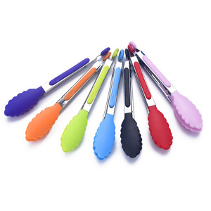Küchen zange <span class=keywords><strong>8</strong></span>-Zoll-Farbe Kleine Lebensmittel zange mit Edelstahl-Silikon griffen Nylons pitzen Hitze beständige Zange zum Kochen BBQ - Product Image 6