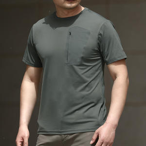 T-shirt tactique respirant personnalisé pour homme, polos d'été à manches courtes avec poche et motif au col, personnalisable - Product Image 1