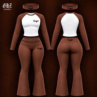 Ensemble Loungewear Femme Personnalisé avec Logo Automne 2026 – T-shirt en Coton, Leggings Pliés et Bandeau – Ensemble 3 Pièces Adapté aux Grandes Tailles