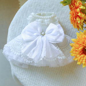 Vestidos de Novia Blancos de Perlas al por Mayor para Perros Pequeños y Medianos, Nueva Llegada, Vestidos de Noche de Verano - Product Image 6