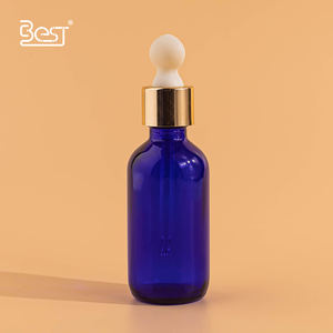 Venta al por mayor azul cobalto 15ml 30ml 60ml 120ml botella de aceite esencial de vidrio Boston con cuentagotas de plástico/aluminio - Product Image 1