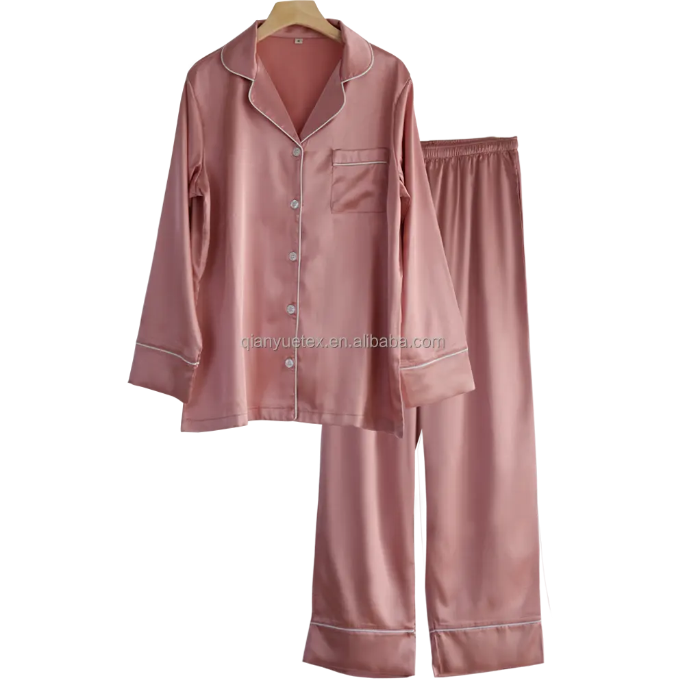 Ensemble de Pyjama haut de gamme en Satin de soie pour femmes, vêtements de nuit de mariée