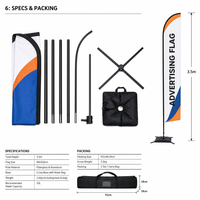 Kit de drapeau plume personnalisé de 3,5 m avec base croisée robuste pour la publicité et la promotion d'événements en plein air