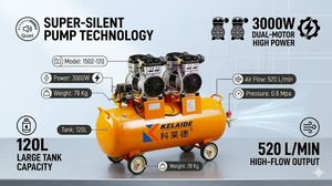 เครื่องอัดอากาศแบบลูกสูบ KELAIDE 120 ลิตร 3000 วัตต์ 0.8 เมกะปาสคาล รุ่นอุตสาหกรรมแบบตั้งพื้น ใช้ไฟฟ้ากระแสสลับ - Product Image 3