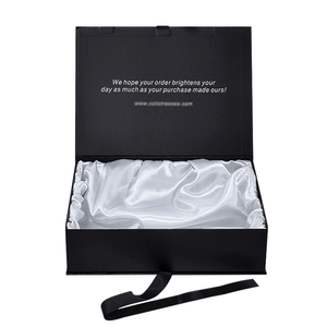 Magnetic Rigid Paper <b>Boxes</b> <b>Black</b> White Gold Luxury <b>Gift</b> Packaging for Cosmetics Embossed Matt Laminated Sponge Lined - Product Image 2
