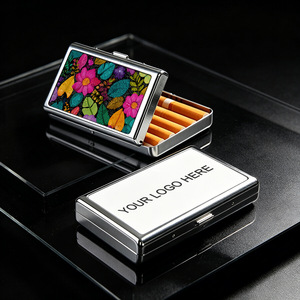 Topjlh <span class=keywords><strong>Étui</strong></span> <span class=keywords><strong>à</strong></span> cigarettes portable en acier inoxydable par sublimation, type charnière, double face, impression de logo <span class=keywords><strong>personnalisé</strong></span>, <span class=keywords><strong>photo</strong></span> DIY, vente en gros - Product Image 2