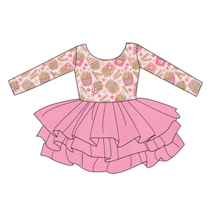 Hot Bán Trẻ Em Cô Gái Dài Tay Áo Tutu Ăn Mặc Tùy Chỉnh In Mềm Vải Với Lưới Dễ Thương Ăn Mặc - Product Image 6