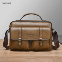 Sac à main pour homme WEIXIER, sac à bandoulière de grande capacité, sac à main simple pour homme, sac messager en PU imperméable et durable