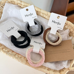 Lot de 2 élastiques à cheveux noirs simples et très extensibles pour femmes, accessoires de mode, vente en gros - Product Image 2