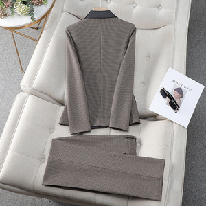 Women's Plaid <b>Blazer</b> Suit <b>Set</b> Slim Fit Double Breasted Work Wear Formal Outfit Autumn Spring Style - Product Image 4